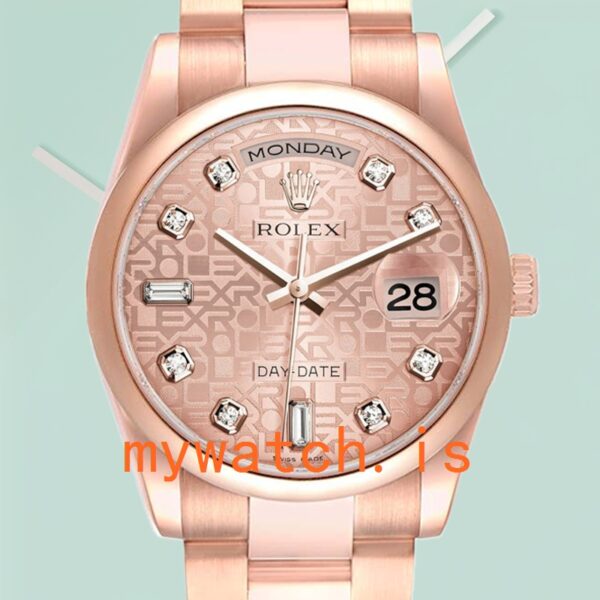 Rolex Day-Date 36mm m118205f-0062 Mens Rose Gold Jubilee Dial Stainless Steel: Genuine vs. Replica