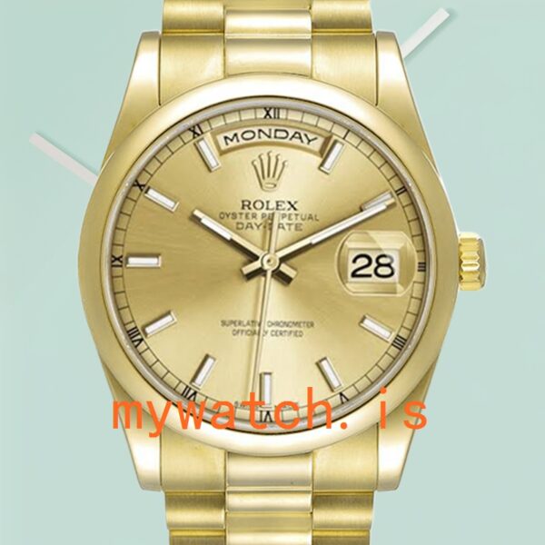 Rolex Day-Date 118208-0062 36mm Mens President Bracelet/Oyster Bracelet: Genuine vs. Replica